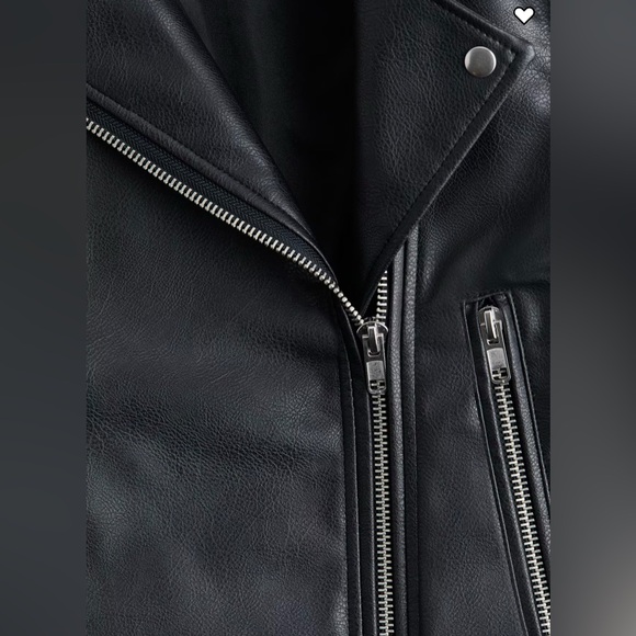 NWT H&M COATED BIKER JACKET - Picture 4 of 12